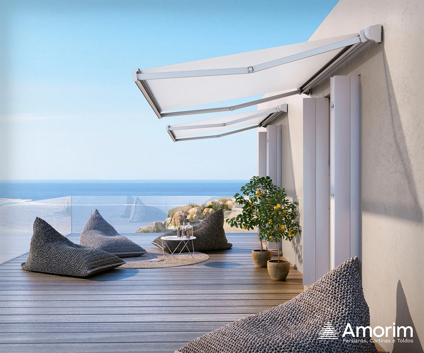 Toldo Capri Amorim — terraço com vista ao mar