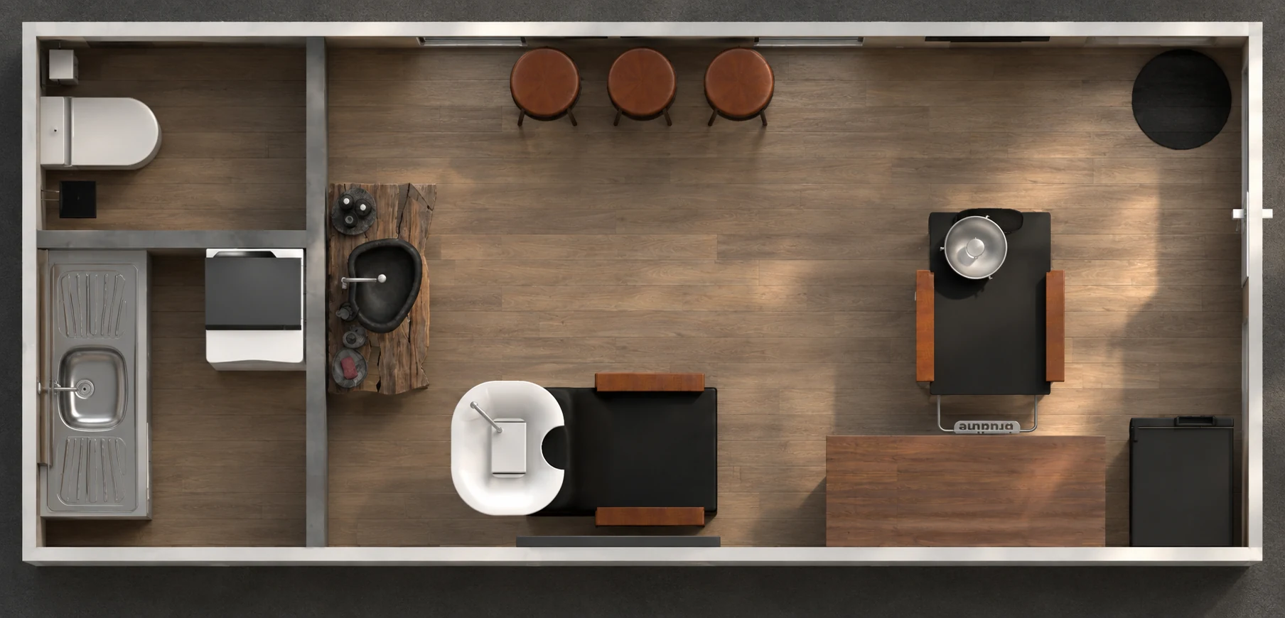 Barbearia — planta baixa do módulo